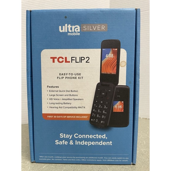 TCL Flip 2 Ultra Mobile Silver Phone Kit Bundle UW F2 1M  SEALED - Picture 1 of 7